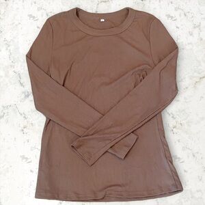 Elegant Brown Long Sleeve Tee